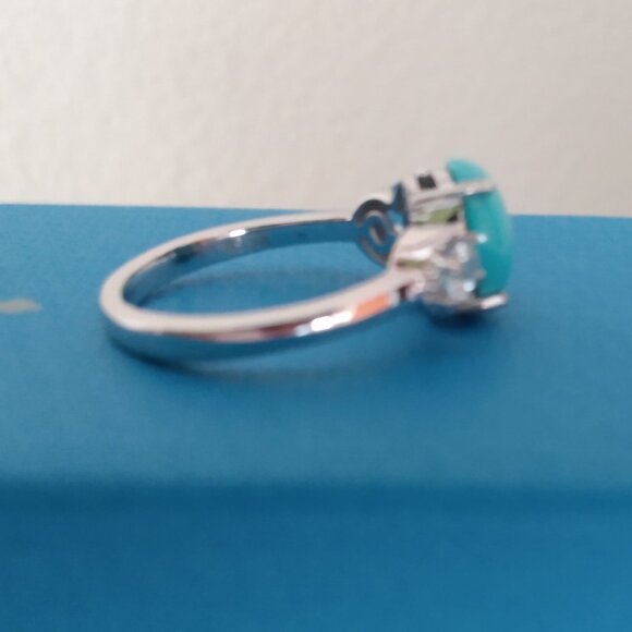 Sleeping beauty turquoise ring/w blue topaz, size 6 - Picture 4 of 7